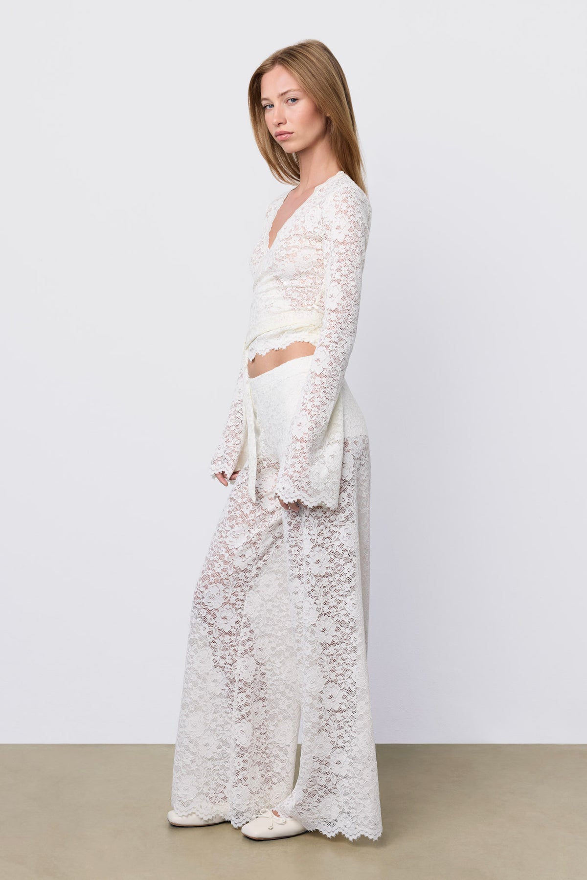 Lace Wrap Top Pearl