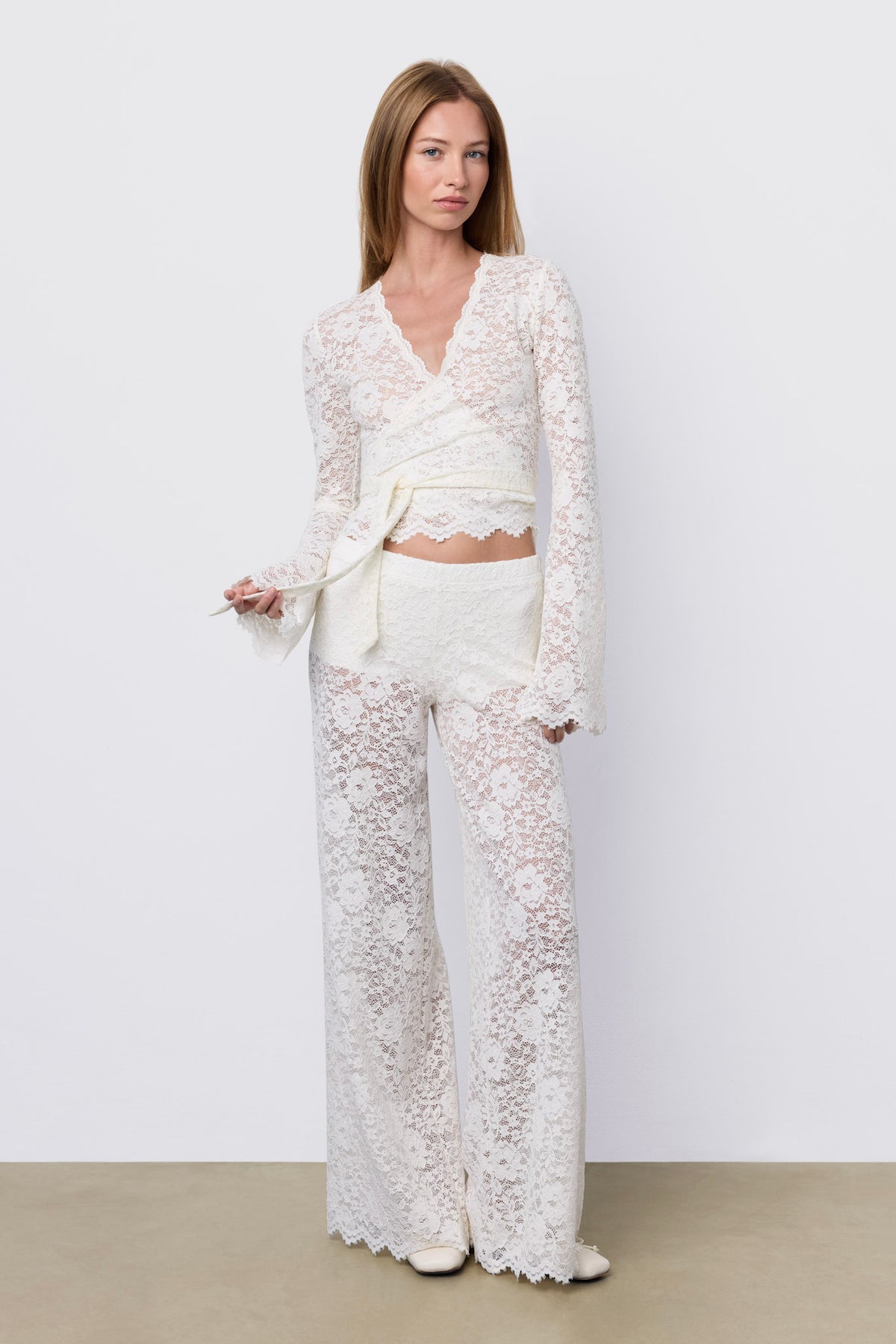 Lace Wrap Top Pearl