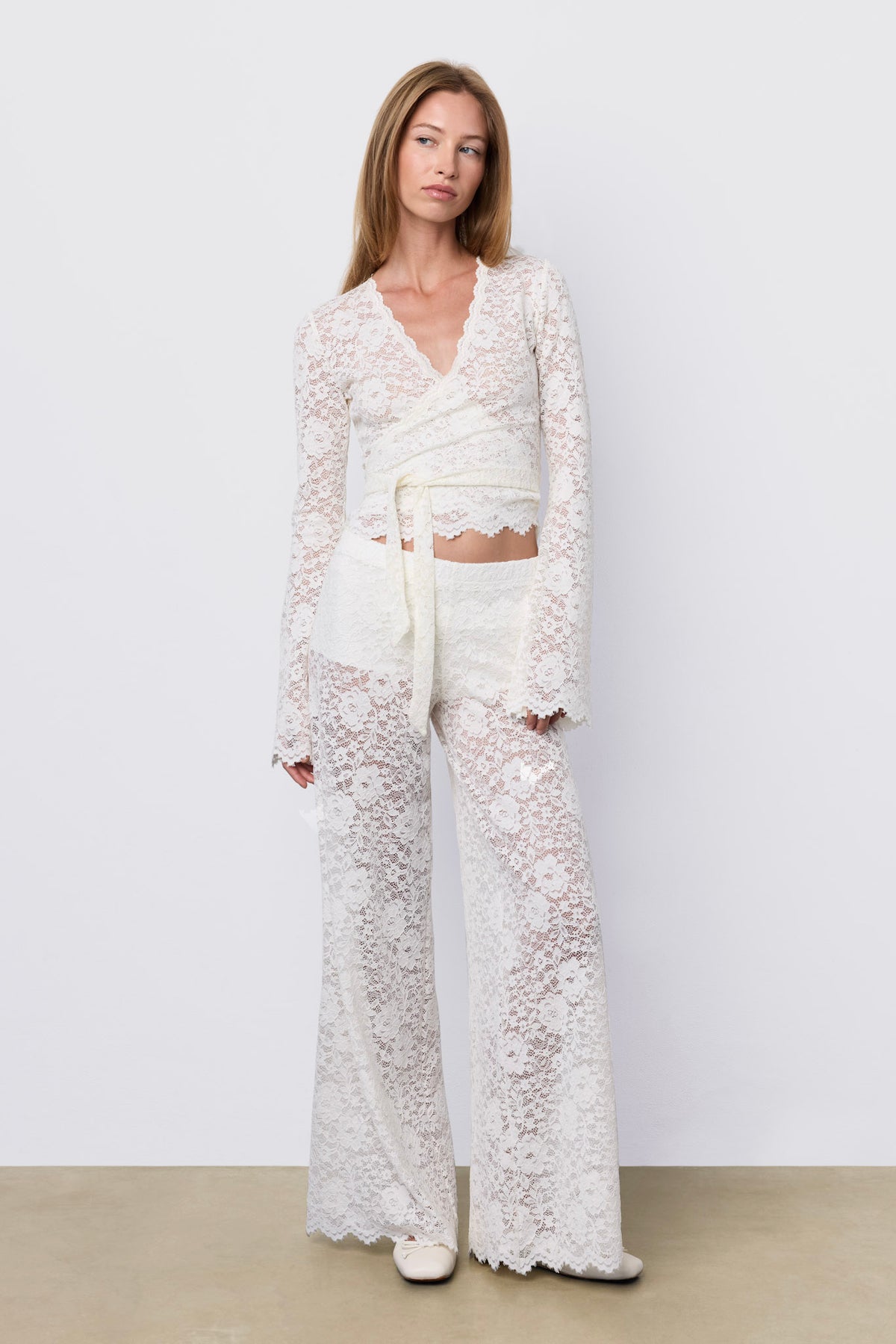 Lace Wrap Top Pearl
