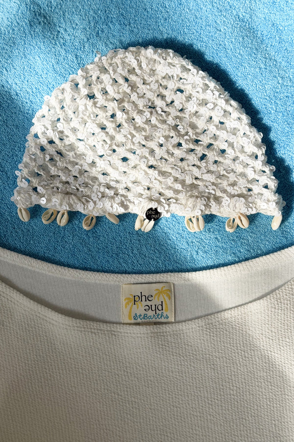 Crochet Cap Coconut Sequin / Shells