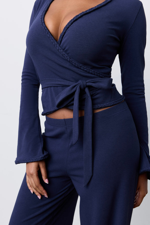 Braided Wrap Top Blackberry