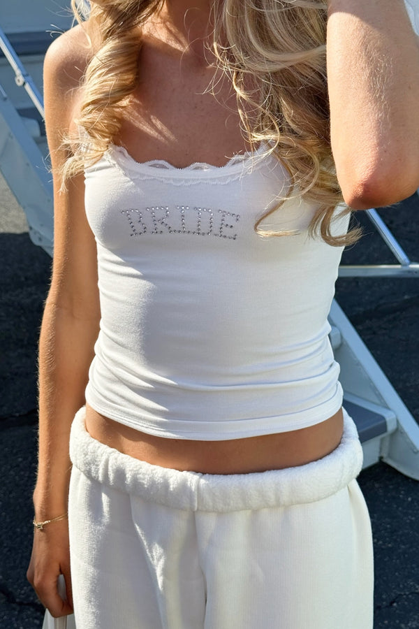 Lace Racer Bride Tank Coconut