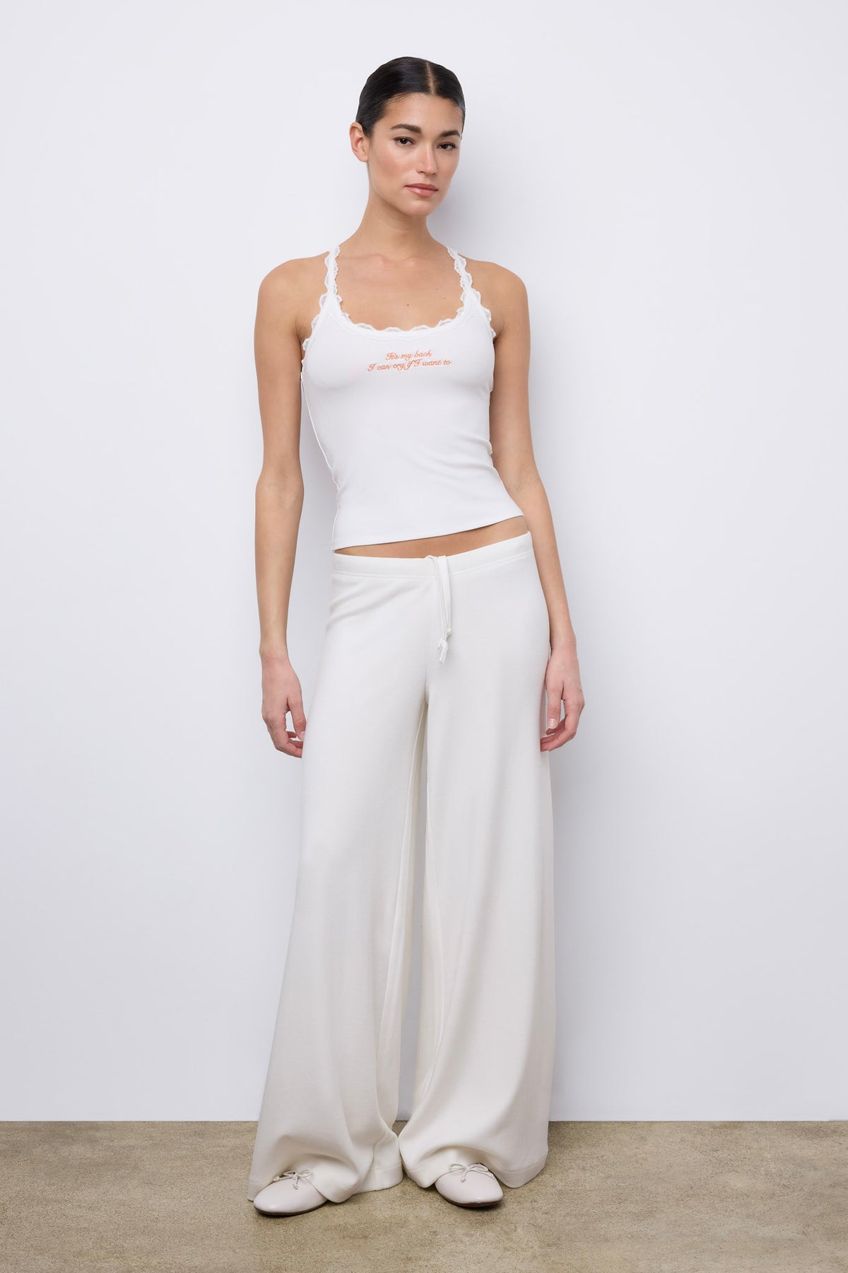 Lace Racer Bachelorette Tank Coconut / Hibiscus