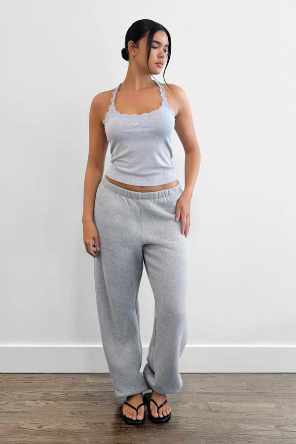 Lace Racer Tank Light Heather Grey