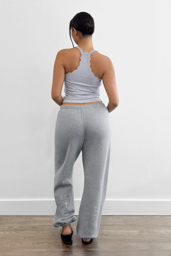 Lace Racer Tank Light Heather Grey