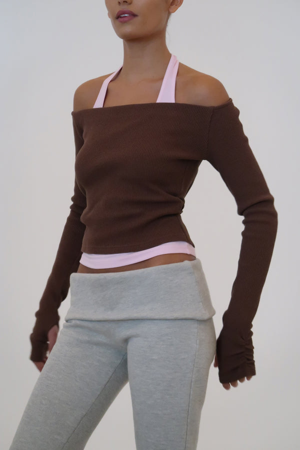 Twofold Top Chocolate / Bubblegum Pink