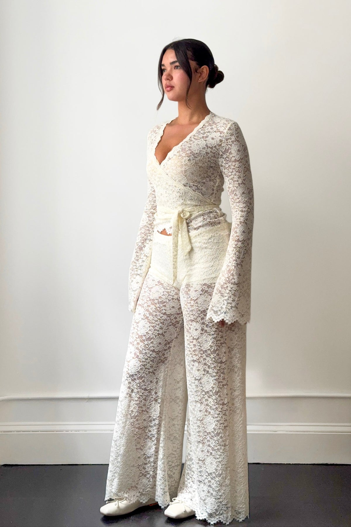 Lace Wrap Top Pearl