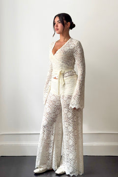 Lace Wrap Top Pearl