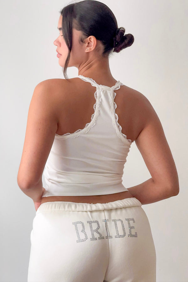Lace Racer Bride Tank Coconut