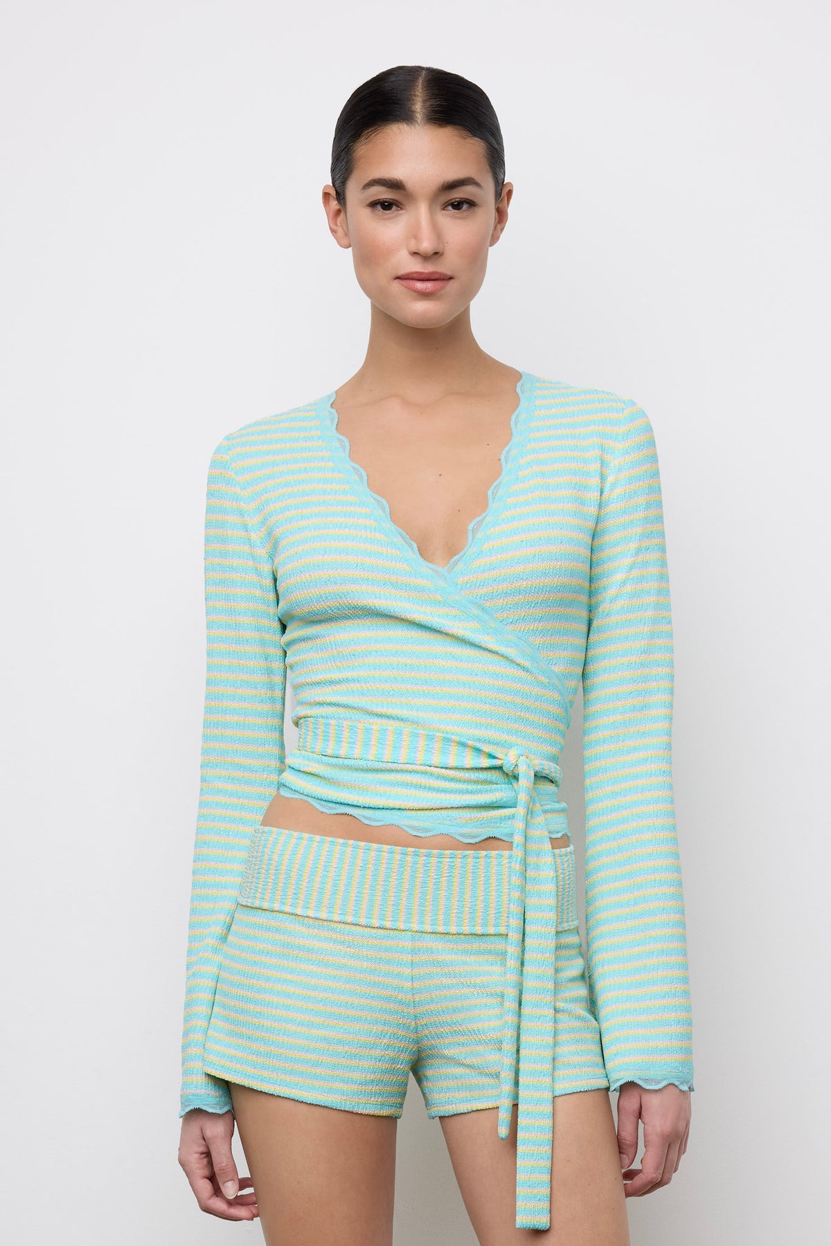 Villa Wrap Top Sunrise Stripe