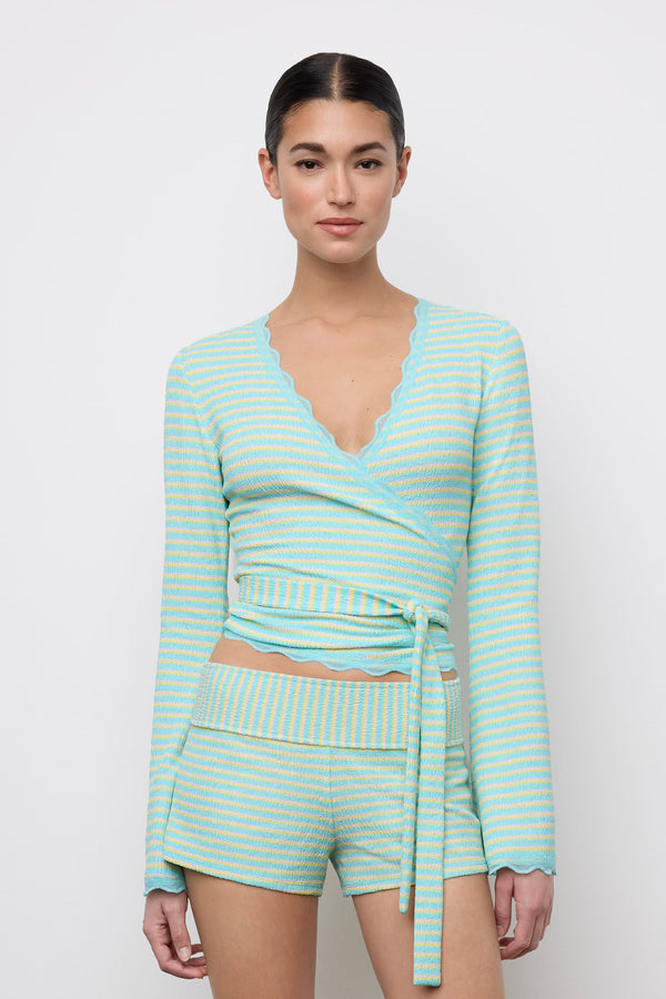 Villa Wrap Top Sunrise Stripe