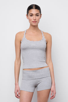 Lace Racer Tank Light Heather Grey