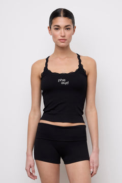Lace Racer Tank Black