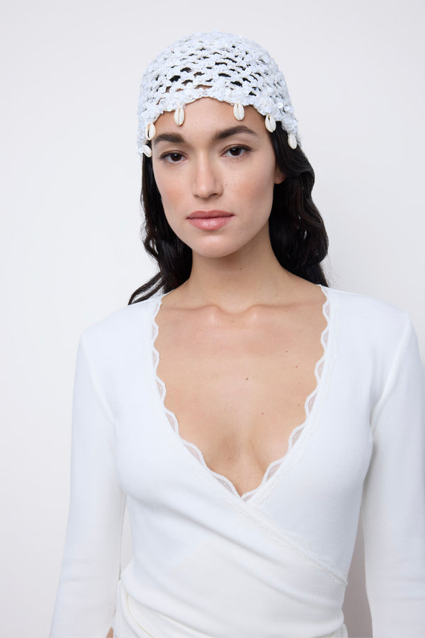 Crochet Cap Coconut Sequin / Shells