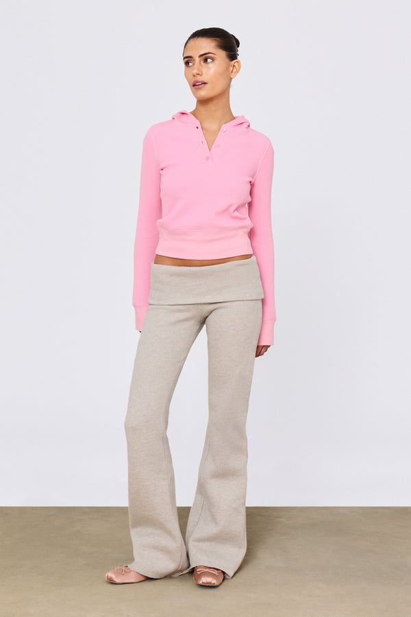 Waffle Henley Hot Pink