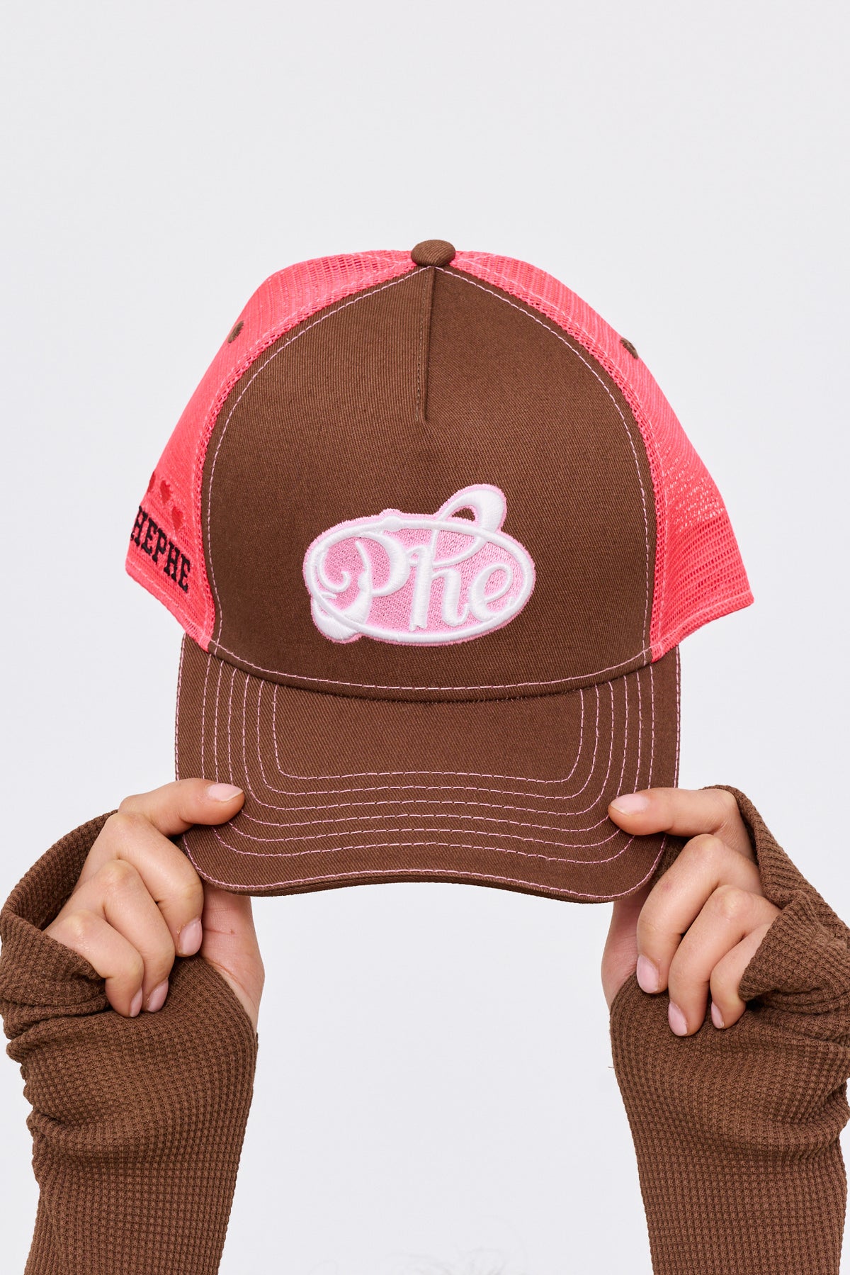 90's Halo Hat Chocolate / Hot Pink