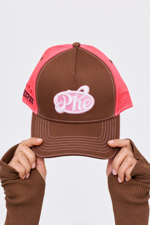 90's Halo Hat Chocolate / Hot Pink
