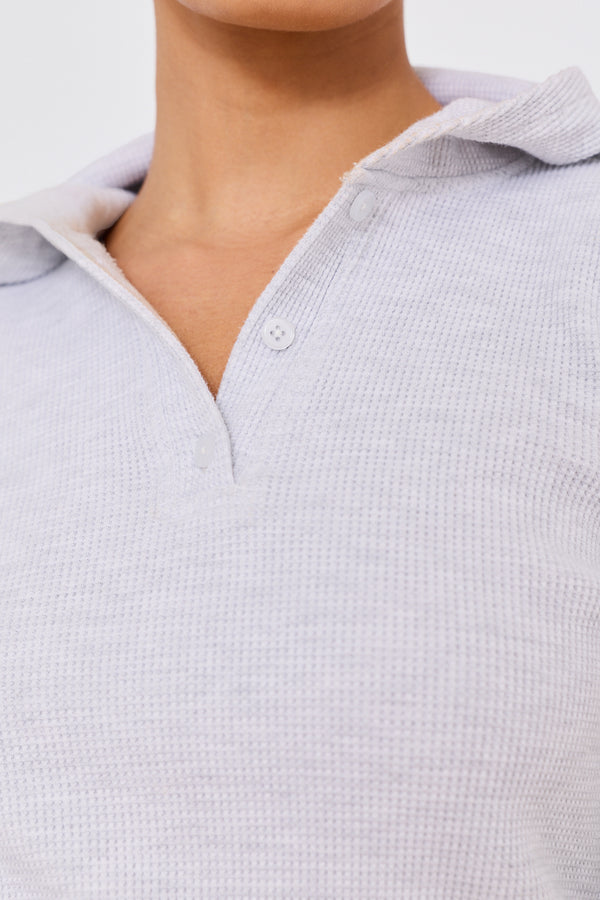 Waffle Henley Light Heather Grey