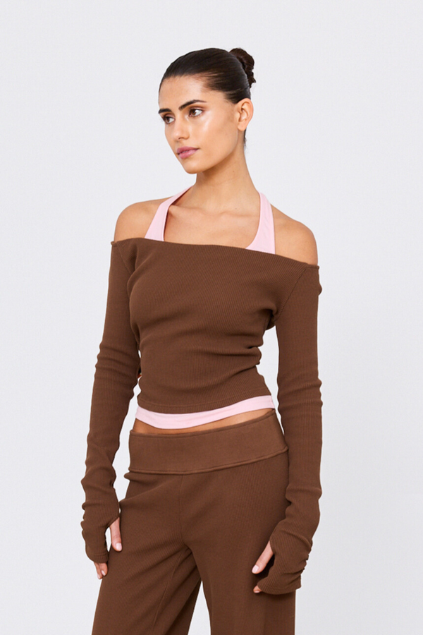 Twofold Top Chocolate / Bubblegum Pink