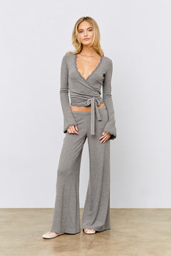 Wrap Top Dark Heather Grey