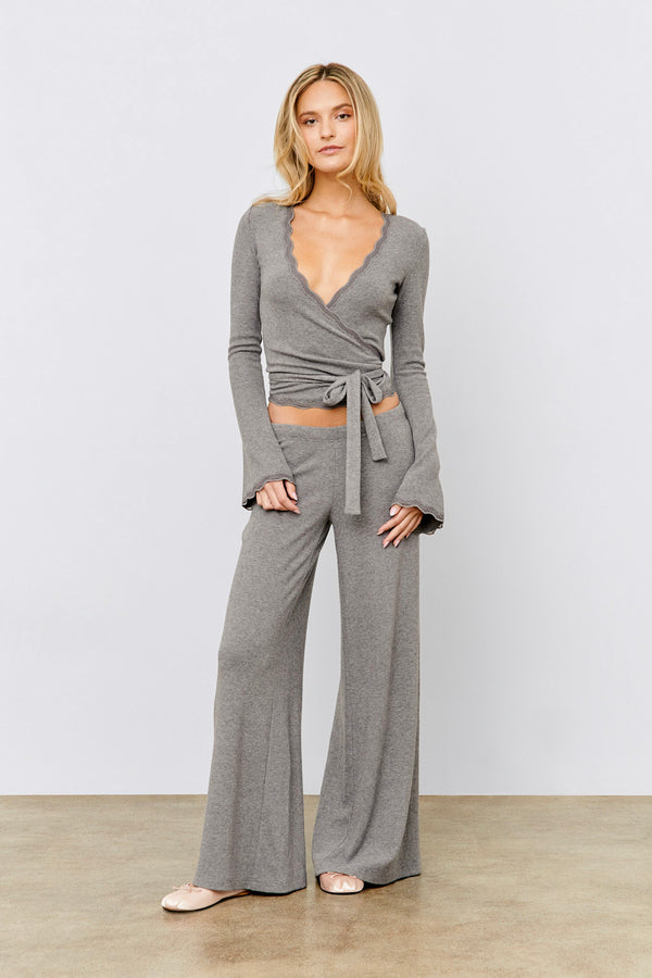 Wrap Top Dark Heather Grey