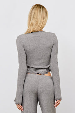 Wrap Top Dark Heather Grey